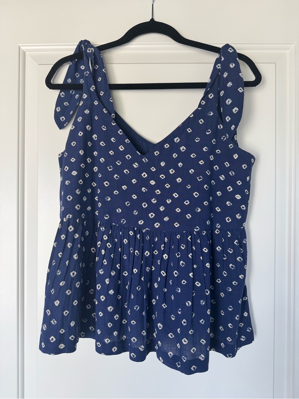 GAP Navy Blue Printed Tie-Shoulder Peplum Camisole